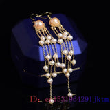925 Silver Pearl Earrings Women Amulets Jewelry Natural Gemstone Gift