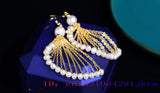 Vintage Natural 925 Silver Pearl Earrings for Women