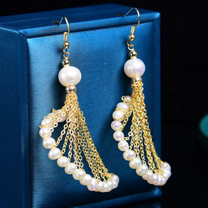 Vintage Natural 925 Silver Pearl Earrings for Women