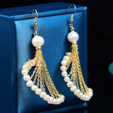 Vintage Natural 925 Silver Pearl Earrings for Women