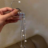 Pearl Tassel Earrings Geometric Style