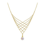 Pearl Fishtail Metal Lace Necklace Adjustable Size 76P0