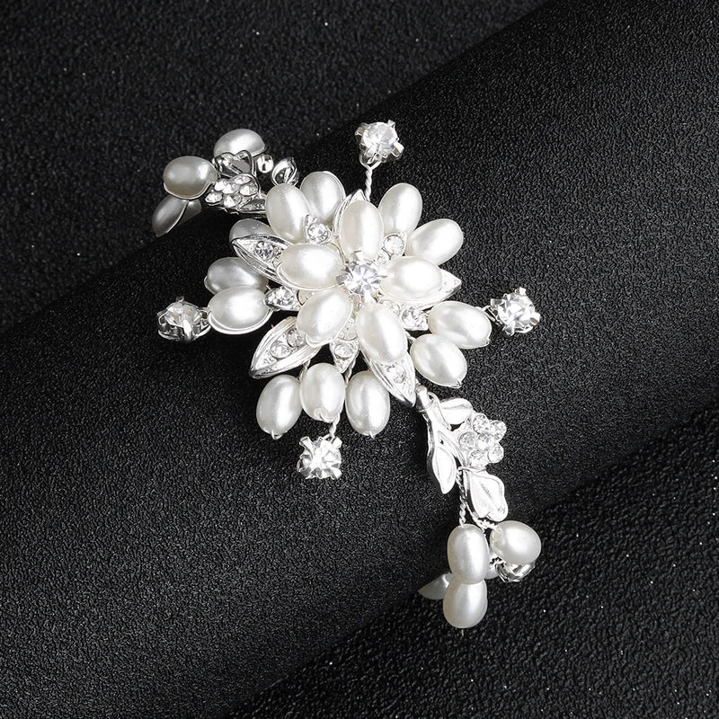 Pearl Flower Crystal Bracelet for Wedding Party