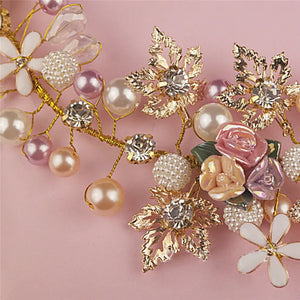 Pearl Flower Crystal Rhinestone Wedding Bridal Hair Band