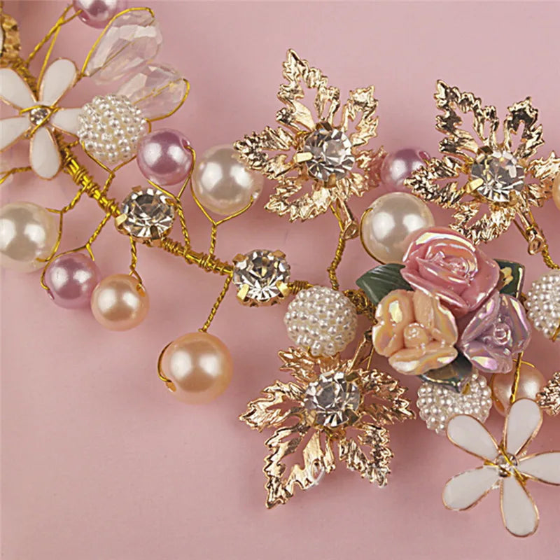 Pearl Flower Crystal Rhinestone Wedding Bridal Hair Band