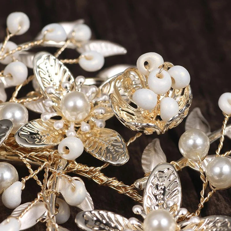 Pearl Flower Hair Clips Wedding Bridal Hair Jewelry Party Headpiece