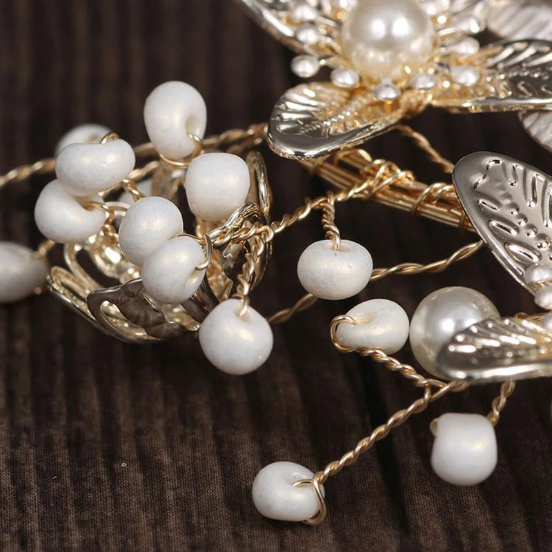 Pearl Flower Hair Clips Wedding Bridal Hair Jewelry Party Headpiece