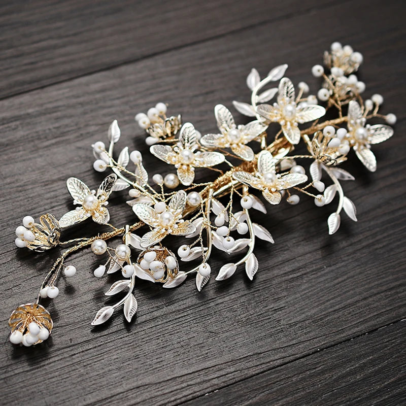 Pearl Flower Hair Clips Wedding Bridal Hair Jewelry Party Headpiece