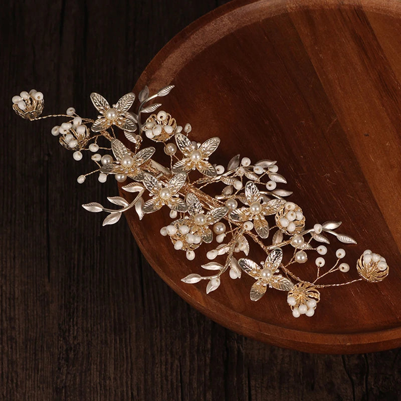 Pearl Flower Hair Clips Wedding Bridal Hair Jewelry Party Headpiece