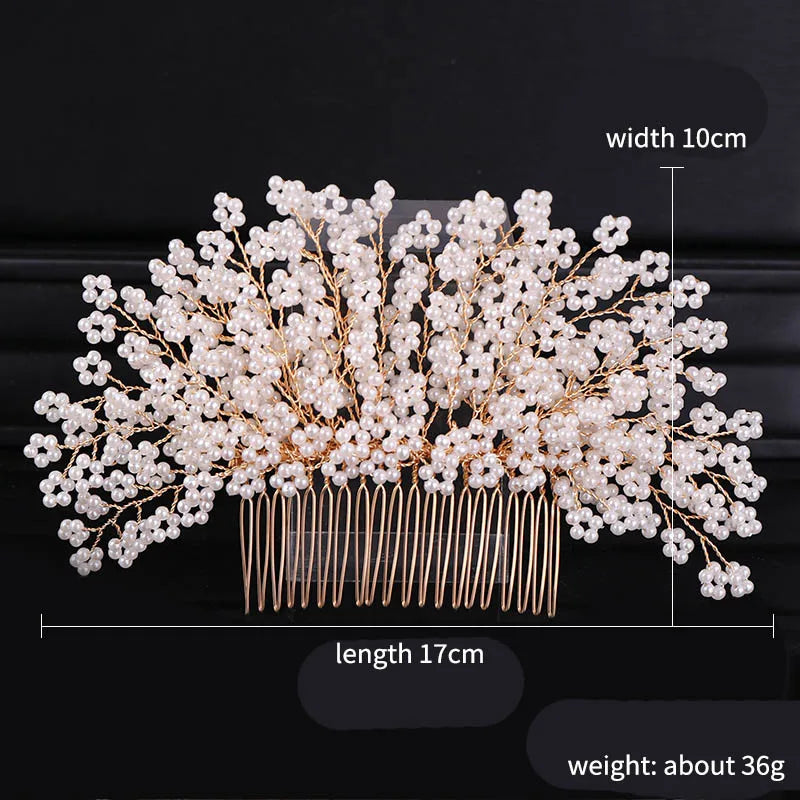Pearl Flower Hair Comb European Style Tiaras Bride Headdress