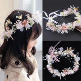 Pearl Flower Bridal Headband Butterfly Wreath Tiaras