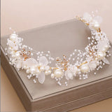 Pearl Flower Headband Bridal Headdress Wedding Crown