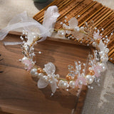 Pearl Flower Headband Bridal Headdress Wedding Crown