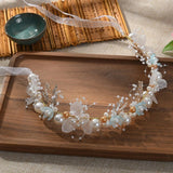 Pearl Flower Headband Bridal Headdress Wedding Crown