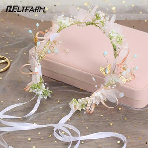 Pearl Flower Headband Bridal Headdress Wedding Crown