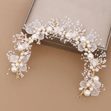 Pearl Flower Headband Bridal Headdress Wedding Crown