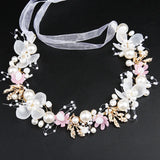 Crystal Pearl Flower Bridal Headband Wedding Accessories