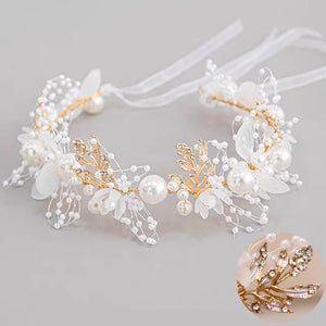Pearl Flower Wreath Headband Bridal Crown Hair Headdress Bride Garland