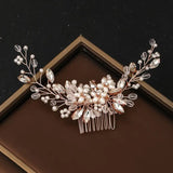Pearl Hair Comb Golden Tiaras Wedding Hair Accessories For Women