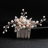 Pearl Hair Comb Golden Tiaras Wedding Hair Accessories For Women
