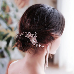 Pearl Hair Comb Golden Tiaras Wedding Hair Accessories For Women