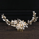Pearl Hair Comb Hairpin Wedding Tiaras Crystal Hair Clip