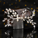 Silver Pearl Crystal Hairpin Wedding Bridal Hair Ornament