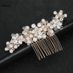 Pearl Hair Comb Tiara Crystal Bead Hairpin Bridal Crown