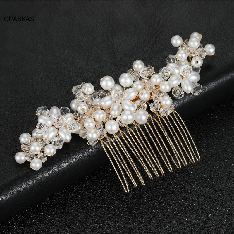 Pearl Hair Comb Tiara Crystal Bead Hairpin Bridal Crown
