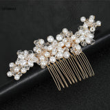 Pearl Hair Comb Tiara Crystal Bead Hairpin Bridal Crown