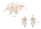 Pearl Hair Jewelry Bridal Comb Porcelain Flower Wedding Accessories Leaf