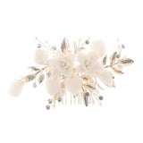 Pearl Hair Jewelry Bridal Comb Porcelain Flower Wedding Accessories Leaf