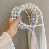 Pearl Hairbands Fabric Ribbon Headband Hoops Bow Wedding Bridal Headwear Bands