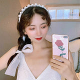 Pearl Hairbands Fabric Ribbon Headband Hoops Bow Wedding Bridal Headwear Bands