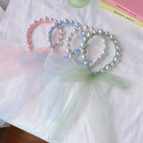 Pearl Hairbands Fabric Ribbon Headband Hoops Bow Wedding Bridal Headwear Bands