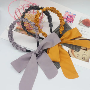 Pearl Hairbands Ribbon Headband Hoops Bow Wedding Bridal Headwear Bands