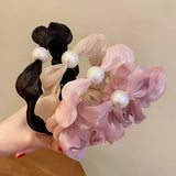 Pearl Hairbands Women Hair Band Bezel Clip Headband Tie Hair Accessories