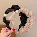 Pearl Hairbands Women Hair Band Bezel Clip Headband Tie Hair Accessories