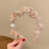 Pearl Hairbands Women Hair Band Bezel Clip Headband Tie Hair Accessories