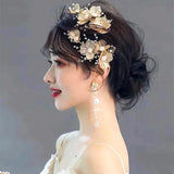 Pearl Hairbands Wrist Flower Wedding Accessories For Women
