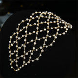 Beaded Pearl Headband for Bride Wedding Accessory