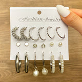 Geometric Silver Butterfly Circle Hoop Earrings Set for Women