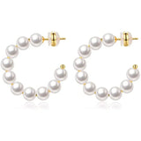 Pearl Hoop Earrings Lightweight Large Circle Pearl Earrings Jewelry