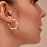 Pearl Hoop Earrings Lightweight Large Circle Pearl Earrings Jewelry