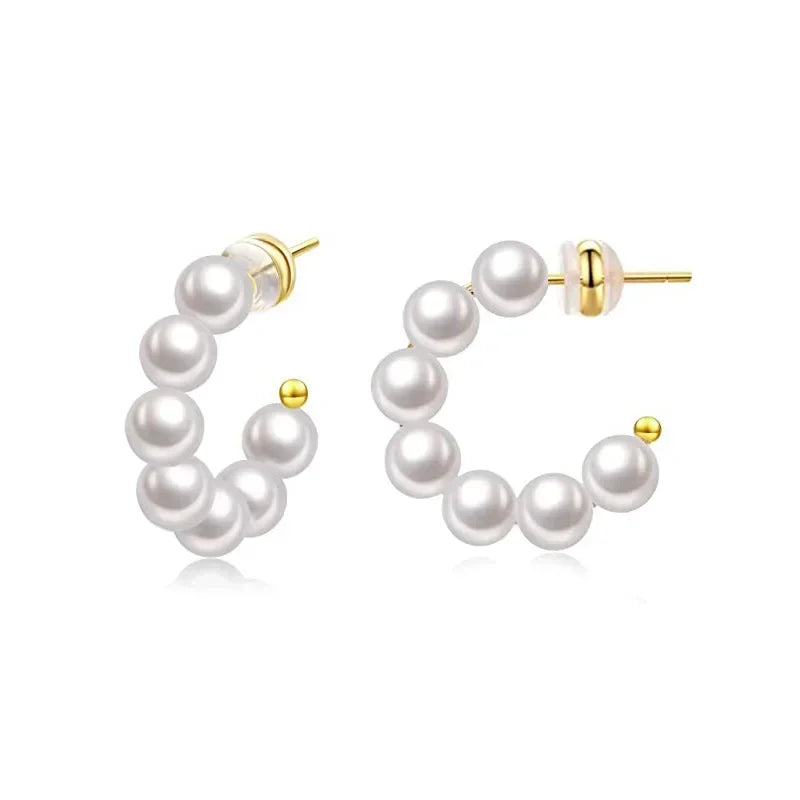 Pearl Hoop Earrings Lightweight Large Circle Pearl Earrings Jewelry
