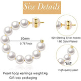 Pearl Hoop Earrings Lightweight Large Circle Pearl Earrings Jewelry