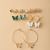 Bohemian Pearl Hoop Earrings Retro 6-Piece Set