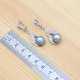 925 Silver Pearl Jewelry Set for Women's Party with Crystals