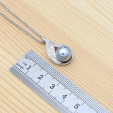 925 Silver Pearl Jewelry Set for Women's Party with Crystals