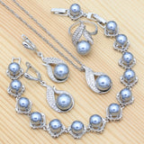 925 Silver Pearl Jewelry Set for Women's Party with Crystals